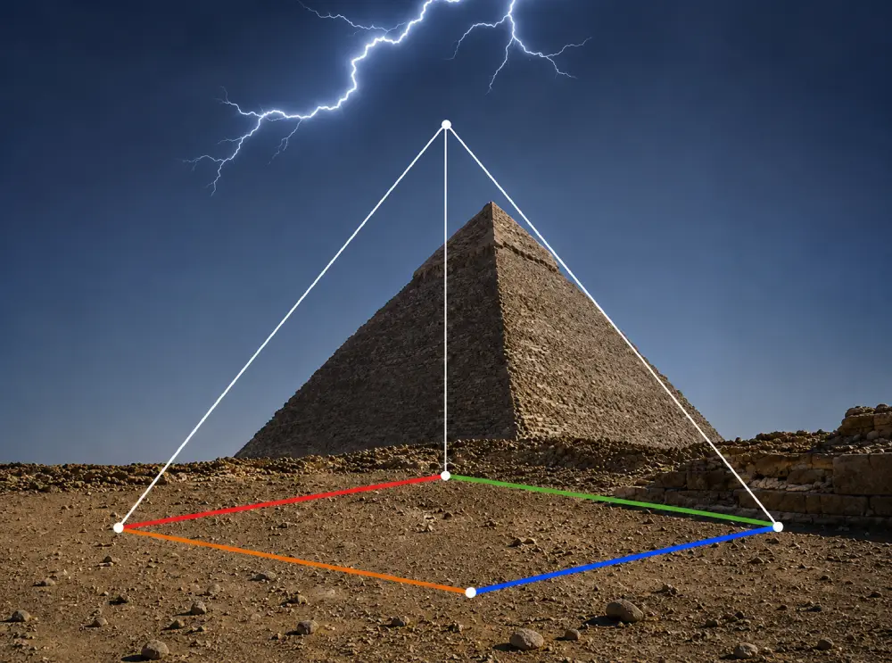 Représentation symbolique de la pyramide et des quatre éléments